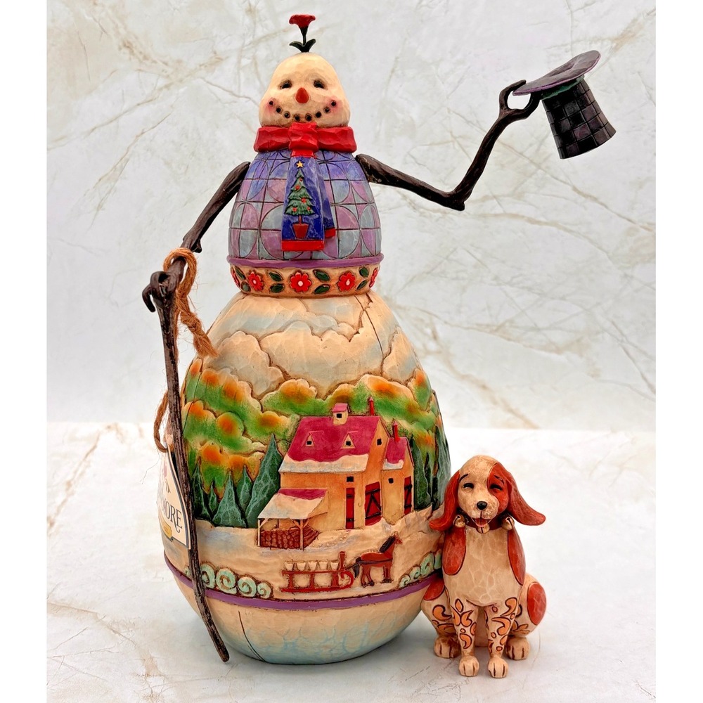 JIM SHORE Snowman's Best Friend w/ Dog Figurine Heartwood Creek 4008111 NOB 2007